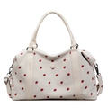 Grand sac de voyage en toile avec imprimé fraises et bandoulière réglable pratique - Blanc Cassé
