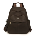 Women's deep coffee backpack featuring textured diamond pattern and multi-zipper layers - Coffee