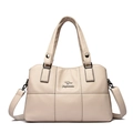 Sac seau beige en cuir synthétique avec texture litchi et bandoulière réglable - Blanc Cassé