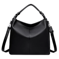 Grande borsa hobo nera traforata con tracolla regolabile e manico superiore - Nero