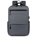 Zaino porta PC grigio scuro in tessuto impermeabile con porta di ricarica USB - Grigio