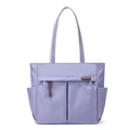 Chique lichtpaarse nylon tote bag met ritsvak en zijvakken voor dames mode werk - Paars