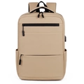 Zaino beige multifunzionale per laptop da 15,6 pollici con porta di ricarica USB - Cachi
