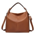 Borsa tote in pelle marrone traforata con manico superiore e tracolla regolabile - Giallo