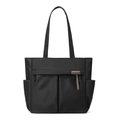 Zwarte waterdichte nylon shopper met grote voorzakken en comfortabele schouderbanden - Zwart