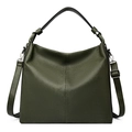 Borsa hobo verde oliva scuro a grande capacità con motivi laserati e manico superiore - Verde