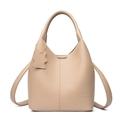 Sac seau en cuir grainé beige avec logo kangourou et charm animalier élégant - Kaki