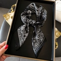 Classic black and white paisley silk scarf in a square tie knot on a tray - 70*70cm / Black (FJ917-3)