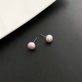 Pendientes de plata S925 con perlas naturales redondas en color rosa púrpura claro - Mediano (0.4cm) / Púrpura