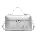 Borsa a mano argento metallizzato con manico e tracolla regolabile dal design squadrato - Argento