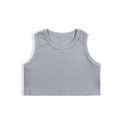 Grey ribbed knit crop top for toddler girls, sleeveless cotton tank with round neck - Gray