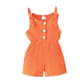 Orange ribbed knit baby girl romper with shoulder ties and pockets for summer wear - 6-12M / Dresses / Coral