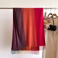 Warmer Kaschmir-ähnlicher Farbverlauf-Schal mit Fransen in Lila, Orange und Rot - Rot Orange Lila