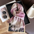 Sciarpa a quadri arcobaleno effetto cashmere con frange e blocchi di colori pastello morbidi - 208x61cm (Incluse Frange) / Viola Caffè (WT167-1)