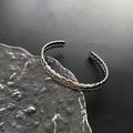 Silbernes geflochtenes Armband mit Retro-Twist-Design und verstellbarem offenem Ende für Unisex - Silber