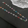 Colorful heart pendant necklace featuring multi-color oil drip charms and crystals - Multicolor Heart Style (05-E7)