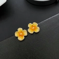 Pendientes de flores naranjas con baño de oro y plata s925 con un diseño floral suave - Pendientes de flores naranjas (2-2#19)