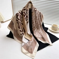 French vintage silk scarf with geometric chain prints and elegant brown tones - 90x90cm / White