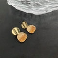 Geometrische S925 Silberstecker mit bernsteinfarbenem Harz und goldenem Finish - Orange