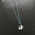 Silver elephant pendant necklace with turquoise beads on a delicate chain jewelry - Titanium Steel Elephant Necklace (05-H21)