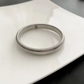 Polished silver Tubogas style stretch bracelet in durable stainless steel finish - Silver Style C (04-I15)