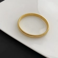 Exaggerated golden elastic stainless steel wide ribbed cuff bracelet with a metallic finish - Gold Style D (02-H7)