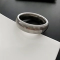 Polished silver textured cuff bracelet with wide grooved design for women - Silver Style A (03-I2)