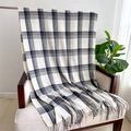 Detail of plaid tassel scarf showing blue and grey check pattern on soft fabric - 210cmX70cm (Including Tassels) / Black