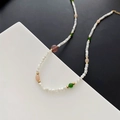 Vintage kralenketting met kleurrijke natuursteen en zoetwaterparels voor dames - Warme Frisse Veelkleurige Kralen Ketting (01-A11)