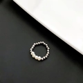 Elegant beaded ring featuring white freshwater pearls on a silver-toned metal band - Titanium Steel Pearl Beaded Style (2-3#8)