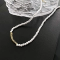 Elegante zoetwaterparelketting met gouden kubuskralen en een gepolijste afwerking - Gouden Kubus Verfraaide Parelketting (38#XK)