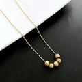 Vintage gold snake chain necklace featuring five matte engraved metal beads for women - Frosted Beads Gold (01-C18)