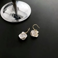 Elegant white camellia drop earrings with gold plating and cubic zirconia inlay - Camellia Stud Earrings (2-4#24)