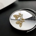 Fishtail drop earrings with micro-pave zircons and iridescent pearls in gold plating - Mermaid Fishtail (2-4#16)