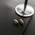 Minimalist gold hoop earrings with white enamel inlay and hollow G letter geometric design - Shell Ear Buckle Style (2-3#26) / Gold