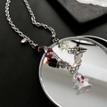 Collana con ciondolo a fantasma, pietre naturali colorate e catena argentata - Collana Con Pendente a Fantasma Bianco