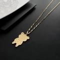 Colgante de oso dorado con grabado Super Star y motivo decorativo de corazón fino - Cadena de Suéter de Oso de Acero de Titanio (04-H1) / Dorado