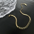 Gouden slangenketting met negen smaragdgroene stenen en een verstelbare sluiting - Roestvrijstalen Armband (05-I22)