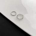 Silver heart-shaped cutout ring and simple band two-piece set in titanium steel - US 7 / Silver 2-Piece Set
