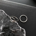 Minimalist silver geometric ring set with hollow square accent on matte black surface - US 7 / Square Ring Set / Silver
