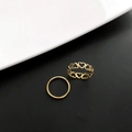 Two-piece gold-plated heart and minimalist ring set for women in stainless steel - US 7 / Gold 2-Piece Set