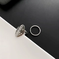 Minimalistische geometrische ringenset van roestvrij staal met honingraatpatroon zilver - Zilveren 2-delige Set (JZ-76)