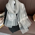 Detailed macro view of sparkling silver lightweight pashmina shawl with metallic glitter finish - Silver Grey