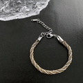 Two-tone silver and gold twisted rope bracelet with adjustable lobster clasp on stone - Titanium Steel Gold Bracelet