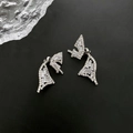 Elegante zilveren vlinder oorbellen met fonkelende zirkonia in luxe stijl - Zirkonia vlinder oorknopjes (2-3#1)