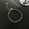 Twisted rope bracelet in gold and black stainless steel with adjustable lobster clasp - Titanium Steel Black Gold Bracelet