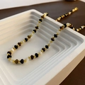 Collana di perline occhio di tigre con dettagli dorati e pietre occhio di gatto su base - Collana di Perline Miste Agata Nera Occhio di Gatto e Occhio di Tigre (02-K2)