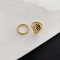 Set van twee 18k vergulde roestvrijstalen ringen met hol gaas en minimalistisch ontwerp - Gouden 2-delige Set (JZ-75)