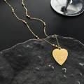 Goldene Herzanhänger-Halskette aus Titanstahl mit I Love You Gravur und Perlenkette - Gold