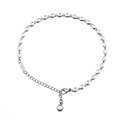 Silver stainless steel anklet with spiral textured links and iridescent crystal pendant - Spiral Oval Chain with Magic Color Stone Pendant / Steel